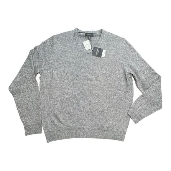 NWT Nordstrom Men's Heather Cashmere Silk V-Neck Long Sleeve Sweater Gray Sz XL - Picture 3 of 8